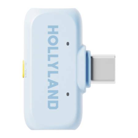 Hollyland LARK A1 Combo (Sky Blue, USB-C + Lightning) - zestaw, bezprzewodowy system audio, 2x mikrofon krawatowy, etui ładujące, niebieski - odbiornik